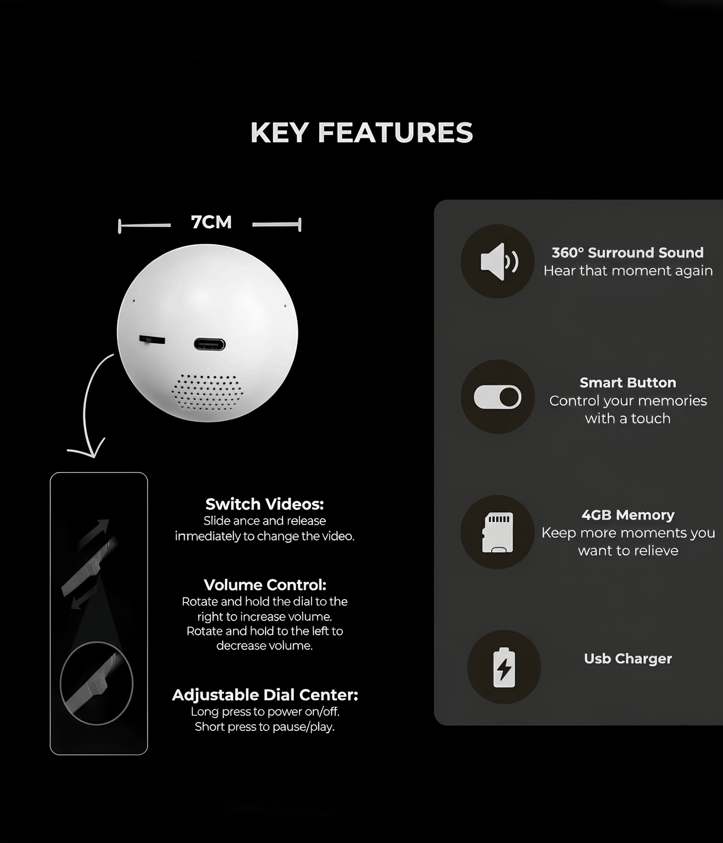 3D Magic Memory Crystal Ball – Smart Video Player Sphere